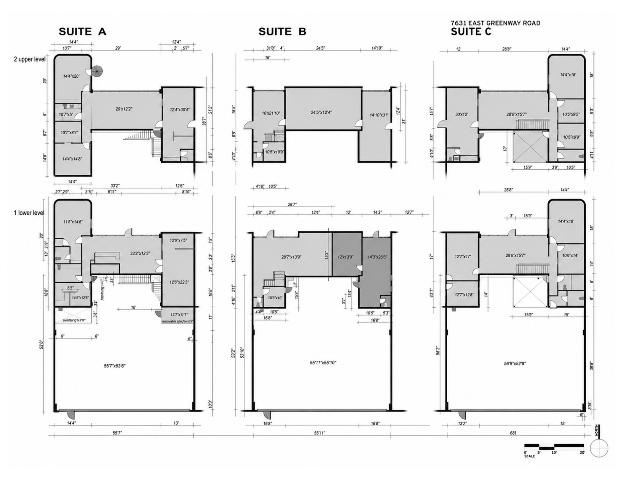 Owner-supplied floor plan showing Suites A, B and C